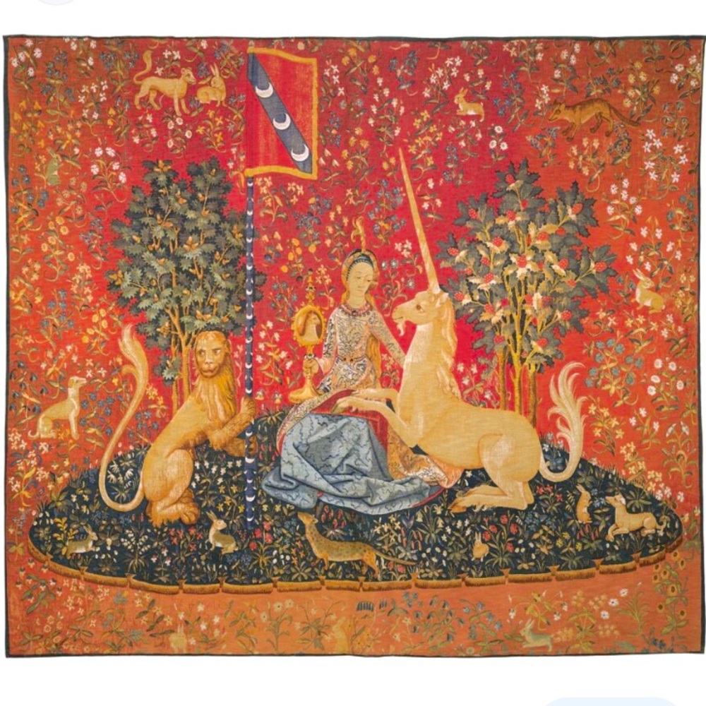The Lady & A Unicorn Vintage Tapestry Reproduction